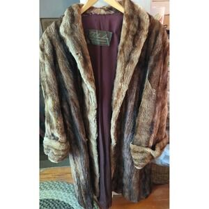 Vintage Genuine Real Fur Coat Brown Needs Repair, See Photos & Description!